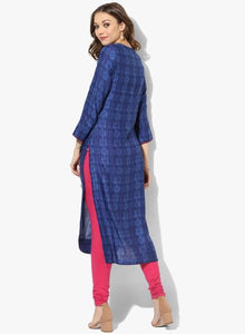 Navy Blue Embellished Viscose Kurta