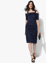 Navy Blue Coloured Solid Shift Dress