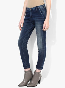 Blue Washed Mid Riseslim Fit Jeans