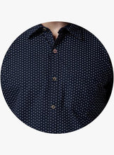 Navy Blue Printed Slim Fit Casual Shirt